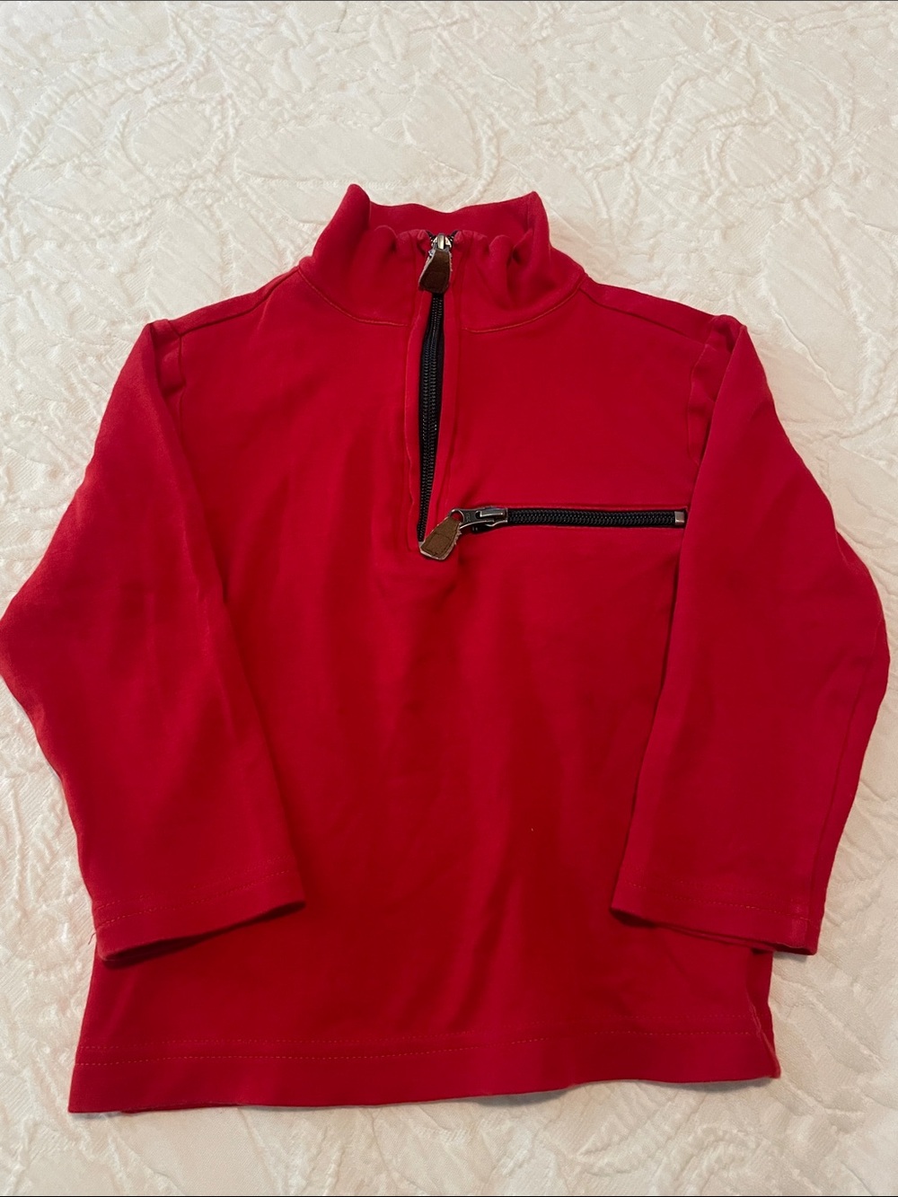bella bliss Red Quarter-Zip Sweatshirt with Chest Zip Pocket